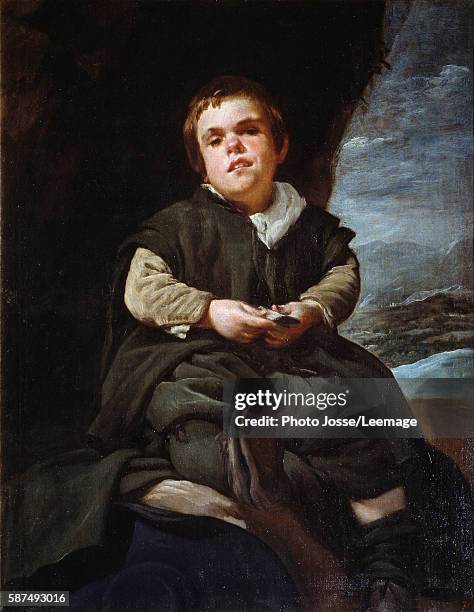 Portrait of the jester, Francisco Lezcano, called The Boy de Vallecas . Painting by Diego Velasquez , 1636 Oil on canvas. 1,07 x 0,83 m. Prado...