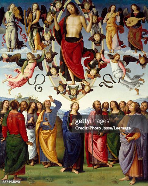 Ascension of Christ. Painting by Pietro Vannucci called Il Perugino , 1496. 3,25 x 2,65 m. Beaux-Arts Museum, Lyon, France