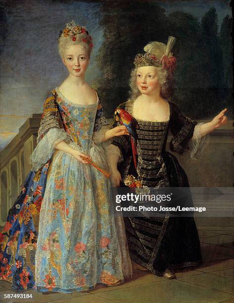 Full-length portraits of Catherine Eleonore Eugenie de Bethisy , future princesse of Montauban and her brother, Eugene Eleonore future marquis of...