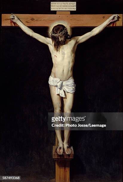 Christ on the Cross or Christ crucified. Painting by Diego Rodriguez de Silva y Velazquez , 1632. Oil on canvas. 2,48 x 1,69 m. Prado Museum, Madrid,...