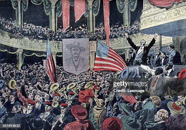 United States presidential election meeting of the progressive party in Chicago supporting the candidate Theodore Roosevelt, june 1912 Illustration...