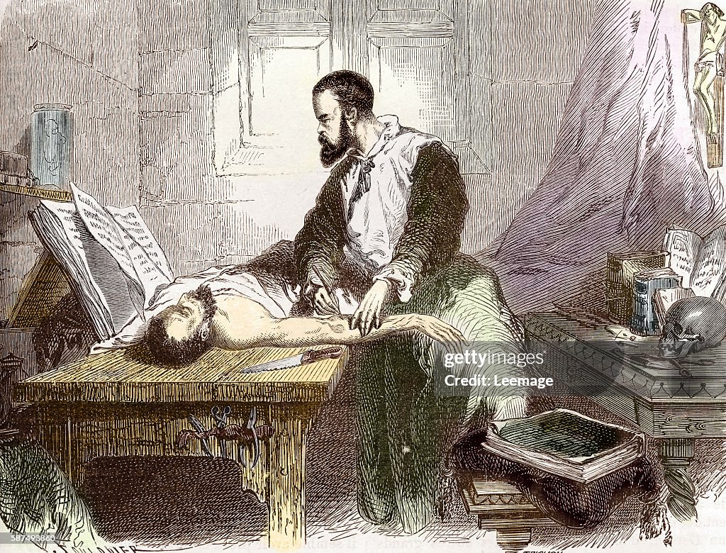 Andreas Vesalius during dissection of a human body