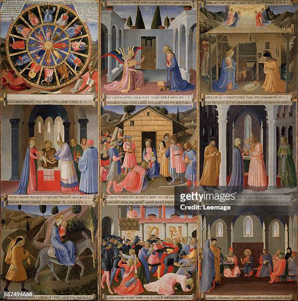 Scenes of the Life of Christ: Mystic Wheel, Annunciation, Adoration, Circumcision, Adoration of the Magi, Presentation at the Temple, Flight into...