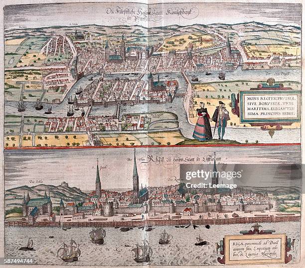 Konisbourg / Mons Regius : Prussia sive Borussia - Riga - in volume III of "Civitates Orbis Terrarum" published in six parts between 1572 and 1617 by...