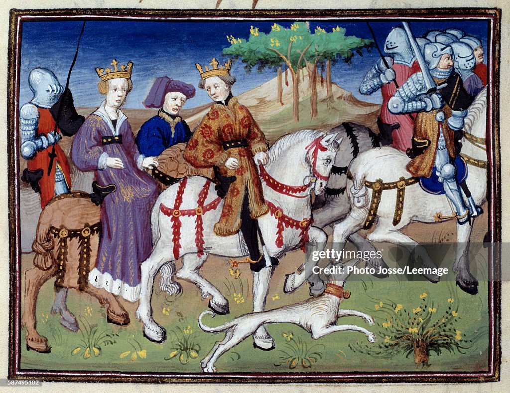 Philip VI of Valois and Blanche of Navarre going hunting