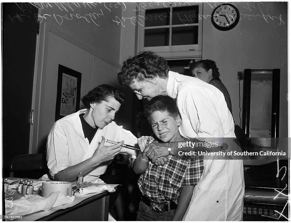 Polio shots in schools (Commonwealth Ave. School), 1955
