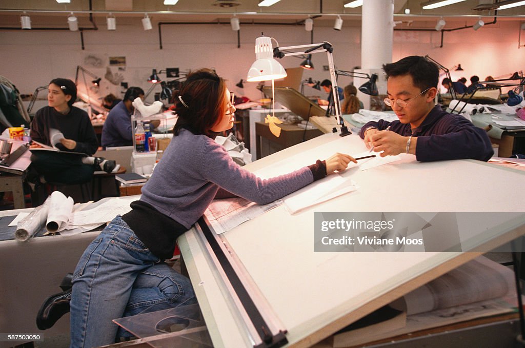 Architect Students at Drafting Table