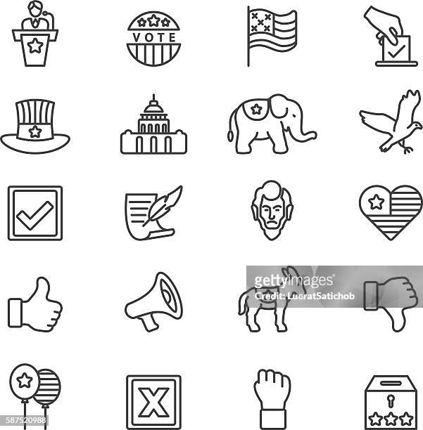 elections politics government democracy line icons | eps10 - chairperson stock illustrations