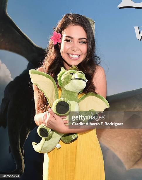 Actress Aulii Cravalho arrives at the world premiere of Disney's "PETE'S DRAGON" at the El Capitan Theater in Hollywood on August 8, 2016. The new...
