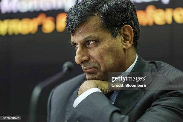 Raghuram Rajan, governor of the Reserve Bank of India , listens during a news conference in Mumbai, India, on Tuesday, Aug. 9, 2016. Rajan left...