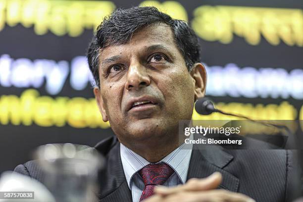 Raghuram Rajan, governor of the Reserve Bank of India , speaks during a news conference in Mumbai, India, on Tuesday, Aug. 9, 2016. Rajan left...