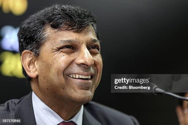 Raghuram Rajan, governor of the Reserve Bank of India , reacts during a news conference in Mumbai, India, on Tuesday, Aug. 9, 2016. Rajan left...