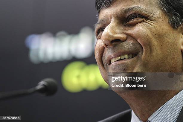 Raghuram Rajan, governor of the Reserve Bank of India , reacts during a news conference in Mumbai, India, on Tuesday, Aug. 9, 2016. Rajan left...