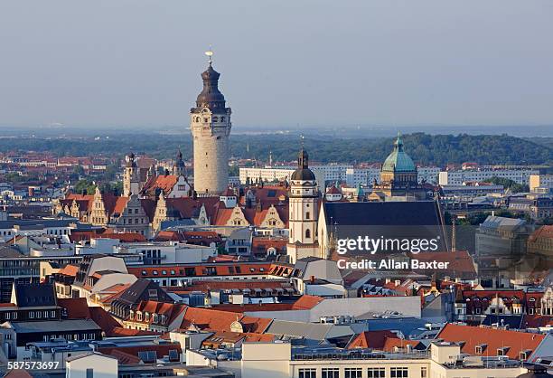 elevated cityscape of leipzig aldstadt - saxony foto e immagini stock