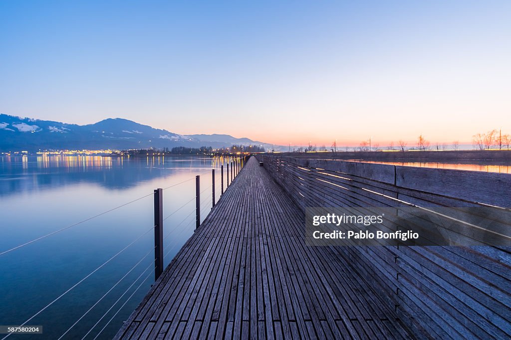 Seedamm pier after sunset