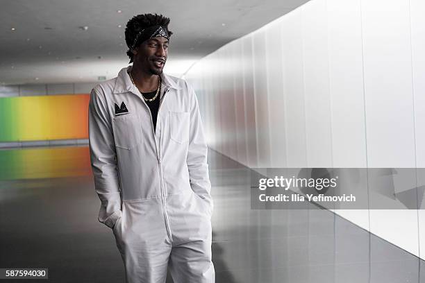 Amar'e Stoudemire a former NBA player visits Israel Museum on August 9, 2016 in Jerusalem, Israel. Amar'e joined Israeli team Hapoel Jerusalem