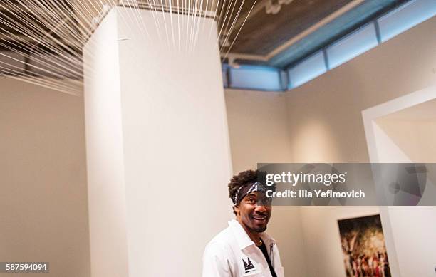 Amar'e Stoudemire a former NBA player visits Israel Museum on August 9, 2016 in Jerusalem, Israel. Amar'e joined Israeli team Hapoel Jerusalem