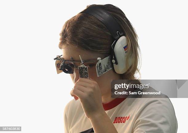 Vitalina Batsarashkina of Russia competes in the 25m Pistol event on Day 4 of the Rio 2016 Olympic Games at the Olympic Shooting Centre on August 9,...