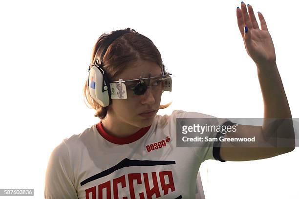 Vitalina Batsarashkina of Russia competes in the 25m Pistol event on Day 4 of the Rio 2016 Olympic Games at the Olympic Shooting Centre on August 9,...
