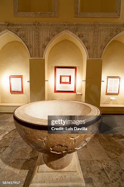 cervantes baptismal font - alcalá de henares stock pictures, royalty-free photos & images