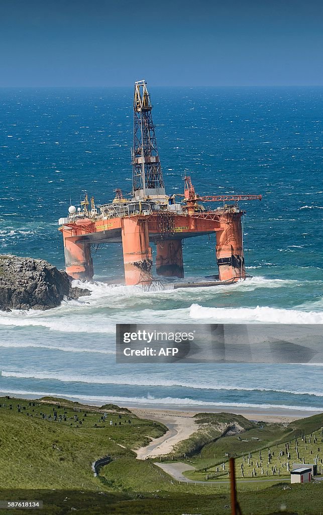Transocean Rig Disaster A picture taken on August 8 shows the Transocean Winner oil rig after ...