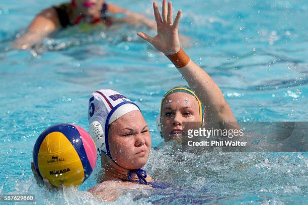 Maria Borisova of Russia in action during the Preliminary Round, Group A Womens Waterpolo match between Russia and Australia on Day 4 of the Rio 2016...