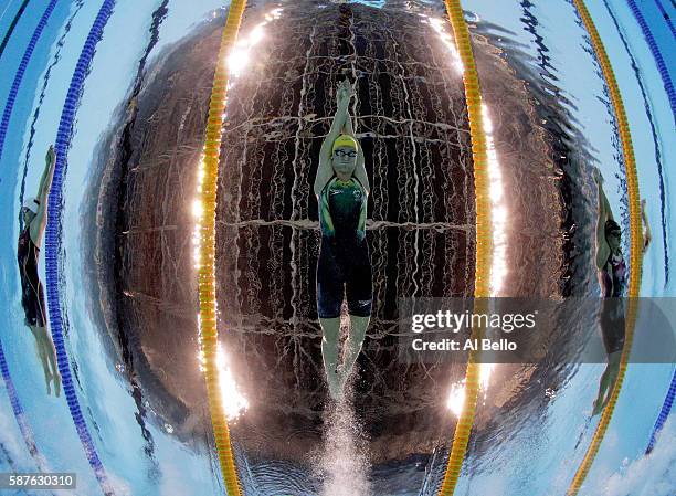 Madeline Groves of Australia competes in the Women's 200m Butterfly heat on Day 4 of the Rio 2016 Olympic Games at the Olympic Aquatics Stadium on...
