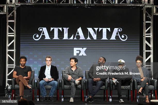 Creator/executive producer/writer/actor Donald Glover, writer/executive producer Paul Simms, producer/director Hiro Murai, actors Brian Tyree Henry,...