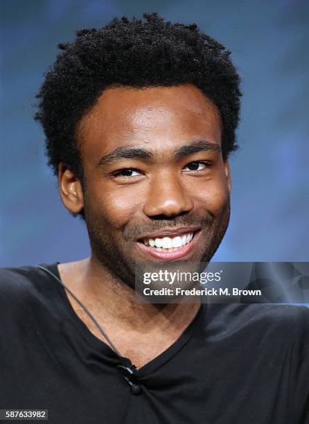 Creator/executive producer/writer/actor Donald Glover speaks onstage at 'Atlanta' panel discussion during the FX portion of the 2016 Television...