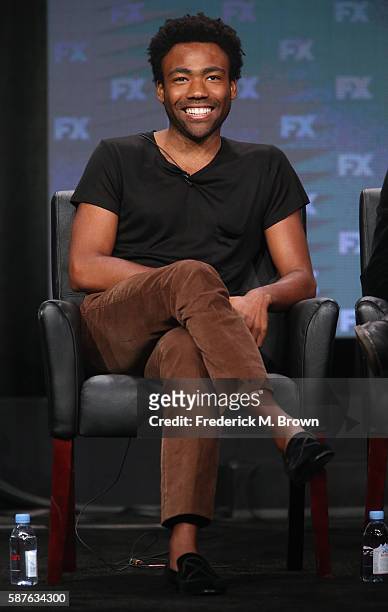 Creator/executive producer/writer/actor Donald Glover speaks onstage at 'Atlanta' panel discussion during the FX portion of the 2016 Television...