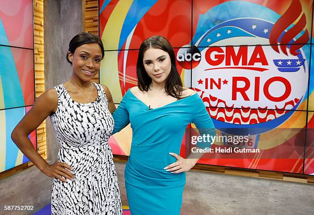 Olympic Gymnasts Dominique Dawes and Mckayla Maroney are guests on "Good Morning America," 8/9/16, airing on the Walt Disney Television via Getty...