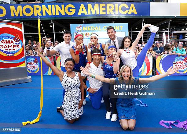 Olympic Gymnasts Dominique Dawes and Mckayla Maroney are guests on "Good Morning America," 8/9/16, airing on the Walt Disney Television via Getty...