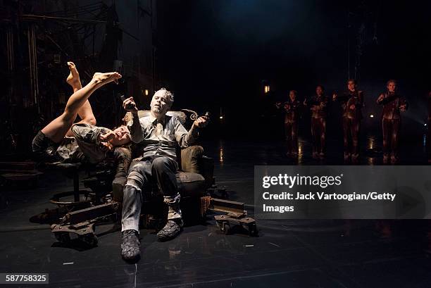 French artist James Thierree and Canadian contortionist Valery Doucet, along with their fellow La Compagnie du Hanneton performers perform in the...