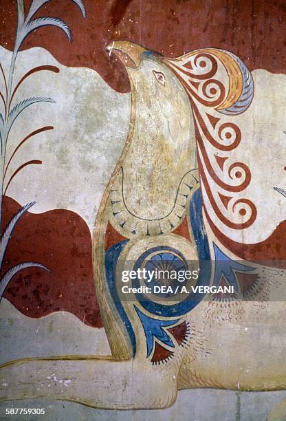 Griffin, fresco in the Throne room, Palace of Knossos, Crete, Greece. Minoan civilisation, 17th-16th century BC.