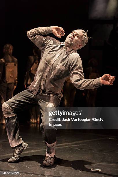 French artist James Thierree, of La Compagnie du Hanneton, performs in the final dress rehearsal of 'Tabac Rouge' during the Next Wave Festival at...