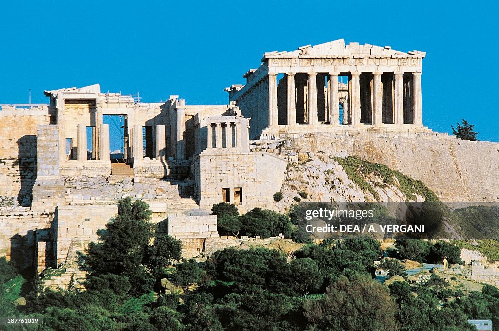 View of Acropolis with Parthenon and Propylaea