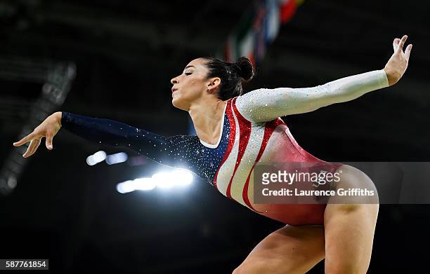 Alexandra Raisman of the United States competes on the balance beam during the Artistic Gymnastics Women's Team Final on Day 4 of the Rio 2016...