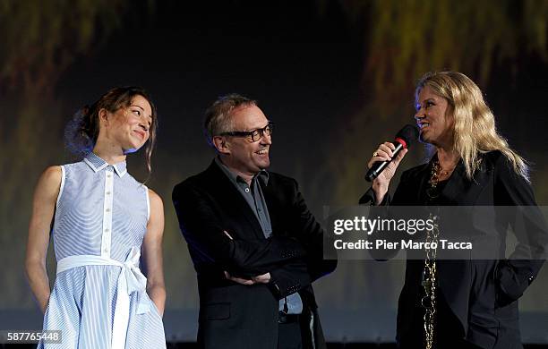 Actress Aenne Schwarz, Josef Hader and Barbara Sukowa attend 'Vor Der Morgenrote-Stefan Zweig in Amerika' premiere during the 69th Locarno Film...