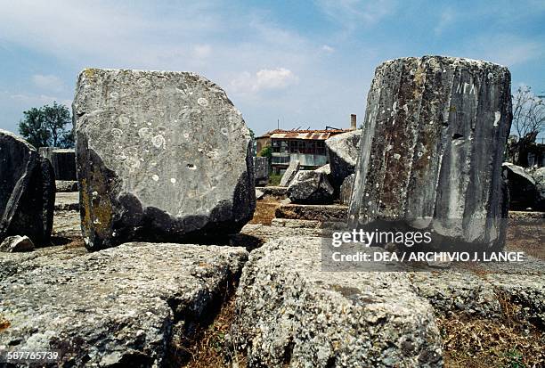 Columns drums from the Temple of Athena Alea, Tegea, Greece. Greek civilisation, 4th century BC.