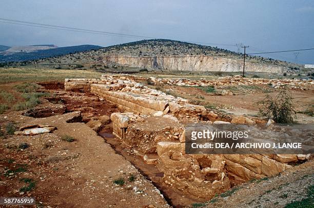 Ruins of the fort of Alos, Thessaly, Greece. Byzantine civilisation.