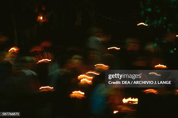 Lights during a festival in Veria, Central Macedonia, Greece.