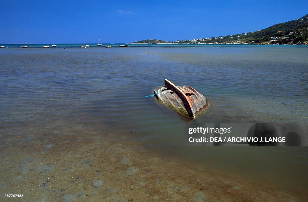 A shipwreck near the beach...