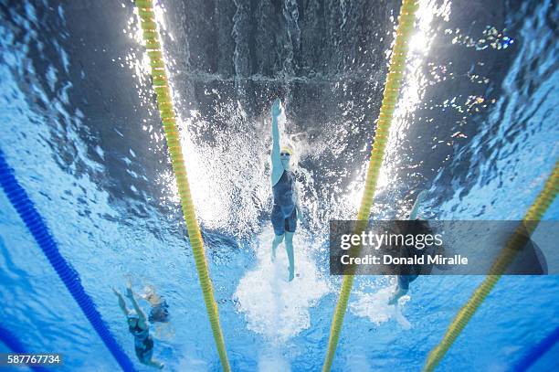 Summer Olympics: Underwater view Australia Cate Campbell and USA Katie Ledecky in action during Women's 4X100M Freestyle Relay Final at Olympic...