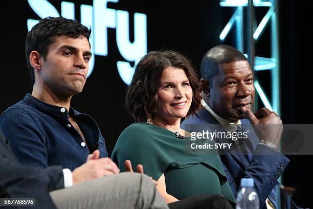 NBCUniversal Summer Press Tour, August 3, 2016 -- Syfy's "Incorporated" Panel -- Pictured: Sean Teale, Julia Ormond, Dennis Haysbert --