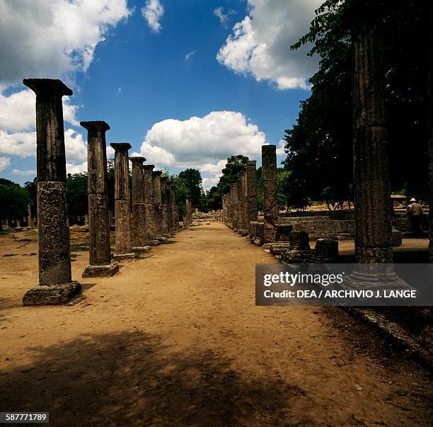 Palaestra colonnade, Olympia , Peloponnese, Greece. Greek civilisation, 3rd century BC.