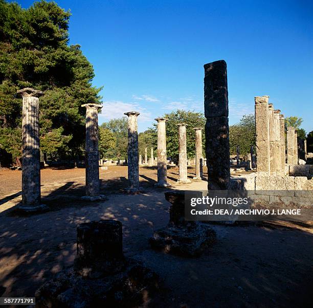 Palaestra colonnade, Olympia , Peloponnese, Greece. Greek civilisation, 3rd century BC.