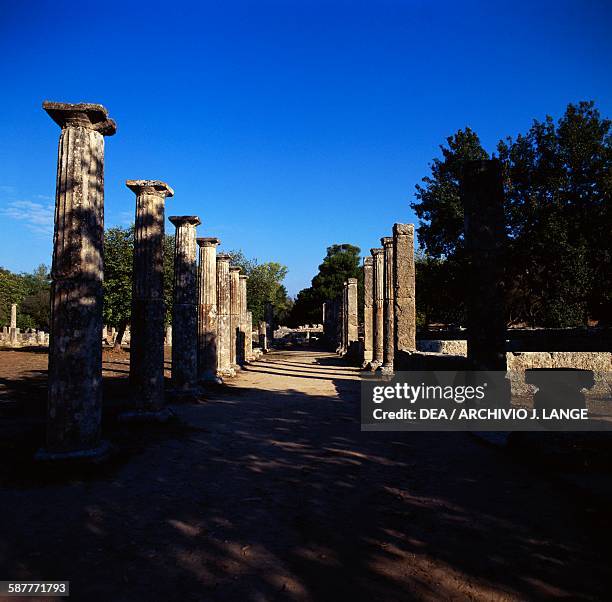 Palaestra colonnade, Olympia , Peloponnese, Greece. Greek civilisation, 3rd century BC.