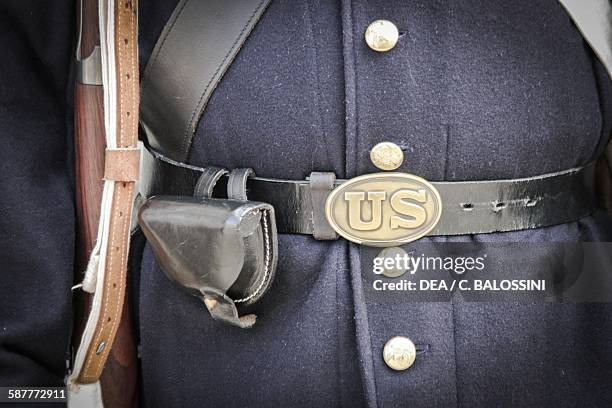 Belt of a Union soldier. American Civil War, 19th century. Historical reenactment.