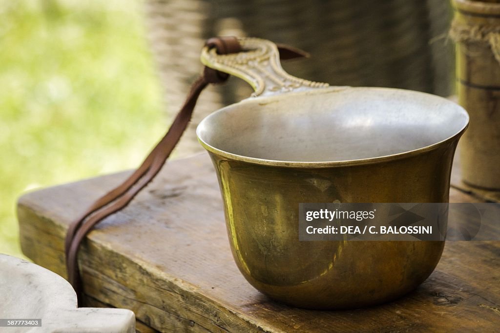 Metal bowl used by the Roman legionaries...