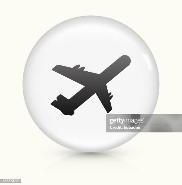 airplane icon on white round vector button - fighter jet formation stock illustrations